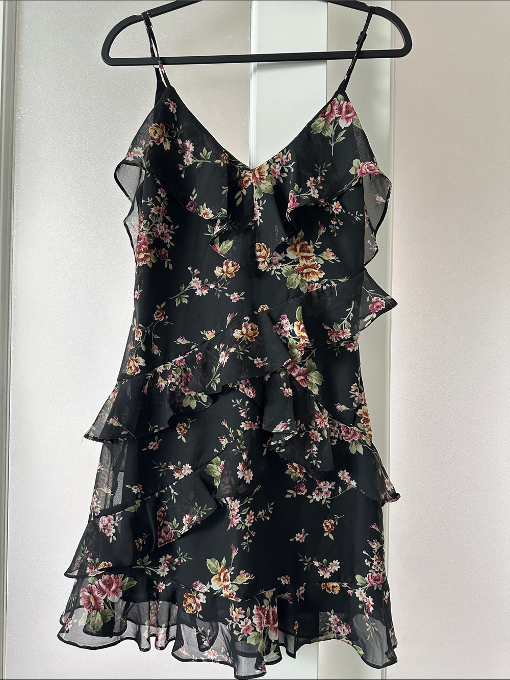 GB Black Floral Slip Dress with Bright Floral Print